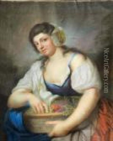 Retrato De Joven Con Cesta De Frutas Oil Painting - Rosalba Carriera