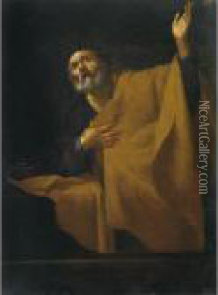 San Pietro Penitente Oil Painting - Bernardo Cavallino