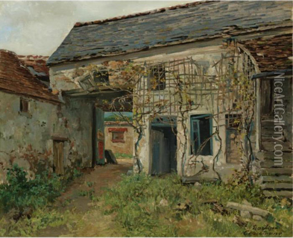Farmhouse In Barbizon Oil Painting - Charles Ferdinand Ceramano