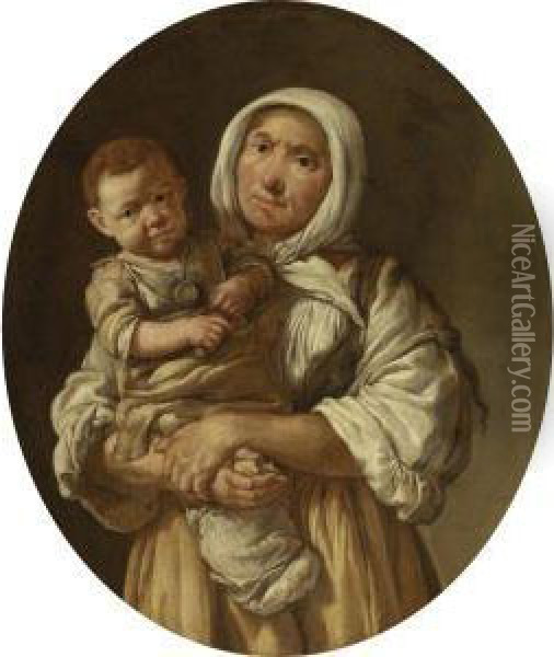 A Peasant Mother With Her Child In Her Arms Oil Painting - Giacomo Ceruti (Il Pitocchetto)