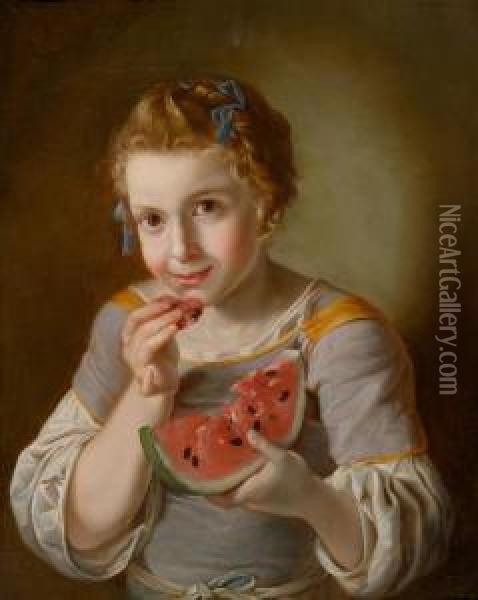 Eating Melon. Oil Painting - Giacomo Ceruti (Il Pitocchetto)