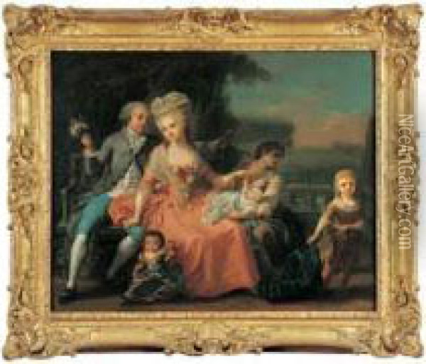 Portrait D'un Couple Et De Ses Enfants Oil Painting - Jean Baptiste (or Joseph) Charpentier