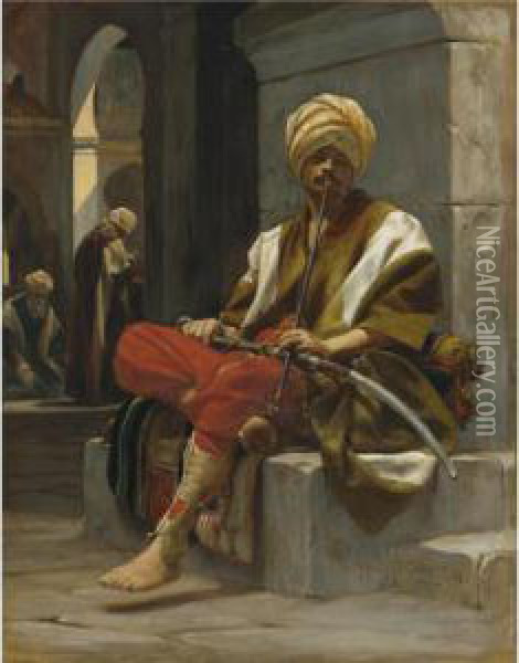 The Chibouk Smoker Oil Painting - Theobald Chartran