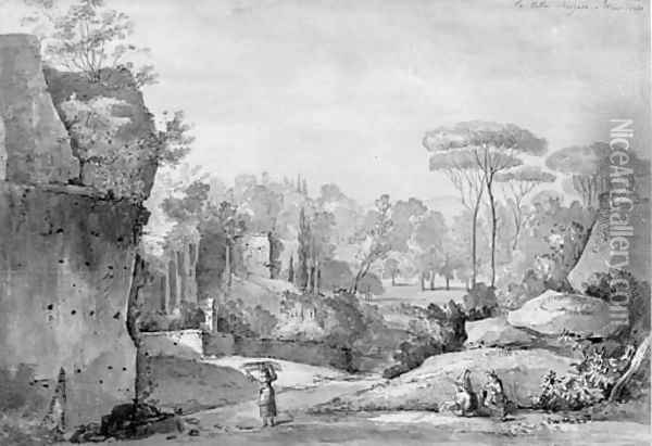 View of the Roman Walls in the Gardens of the Villa Borghese Oil Painting - Nicolas-Didier Boguet