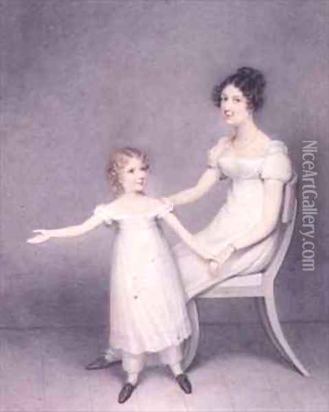 Lady Louth, Daughter of the 13th Baron Dunsany, with her Daughter Oil Painting - Adam Buck