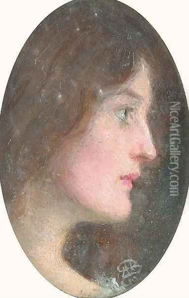 Portrait of Effie Ruskin, profile Oil Painting - Arthur Herbert Buckland
