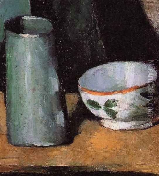 Still Life Bowl And Milk Jug Oil Painting - Paul Cezanne