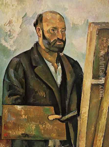 Self Portrait With Palette Oil Painting - Paul Cezanne