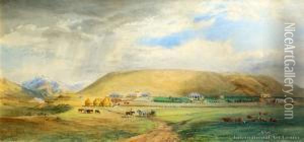 Leslie Hills Station, Canterbury Oil Painting - Nicholas Chevalier