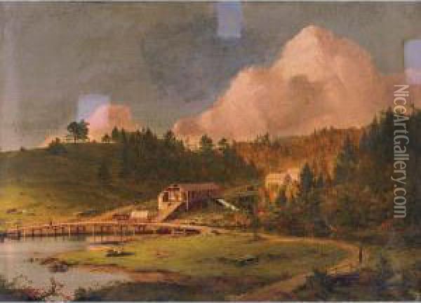 Lumber Mill, Mount Desert Island Oil Painting - Frederic Edwin Church