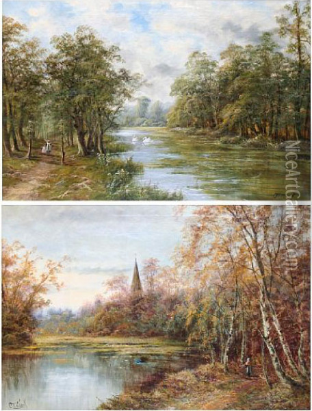 River Avon, Spring Oil Painting - Octavius Thomas Clark