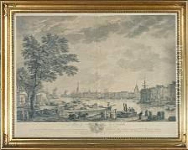 Le Port De La Rochelle, Vu De La Petitte Rive Oil Painting - Charles-Nicolas I Cochin