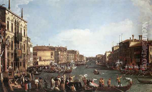A Regatta on the Grand Canal c. 1732 Oil Painting - (Giovanni Antonio Canal) Canaletto