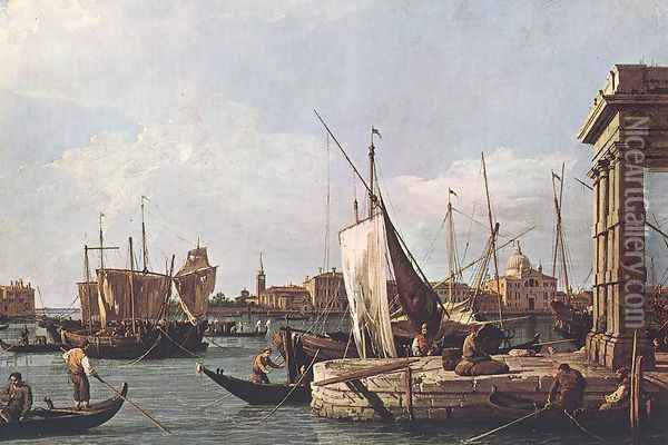 La Punta Della Dogana Custom Point Oil Painting - (Giovanni Antonio Canal) Canaletto
