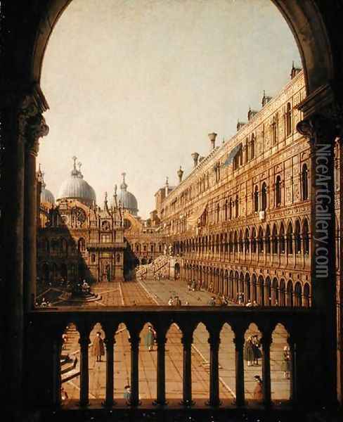 Interior Court of the Doge's Palace, Venice, c.1756 Oil Painting - (Giovanni Antonio Canal) Canaletto