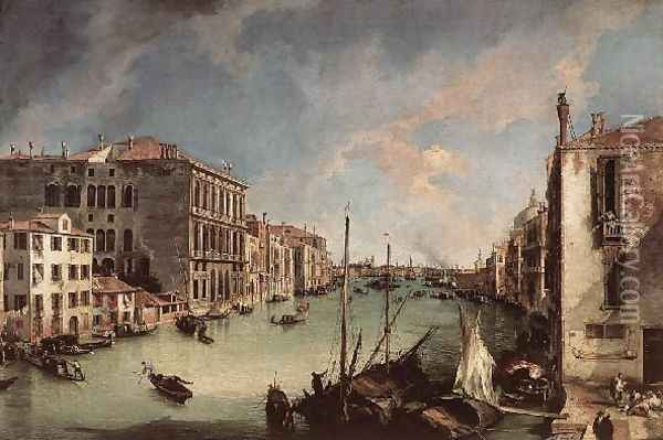 Grand Canal Looking East From The Campo San Vio Oil Painting - (Giovanni Antonio Canal) Canaletto