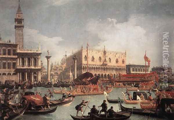 The Bucintore Returning To The Molo On Ascension Day Oil Painting - (Giovanni Antonio Canal) Canaletto