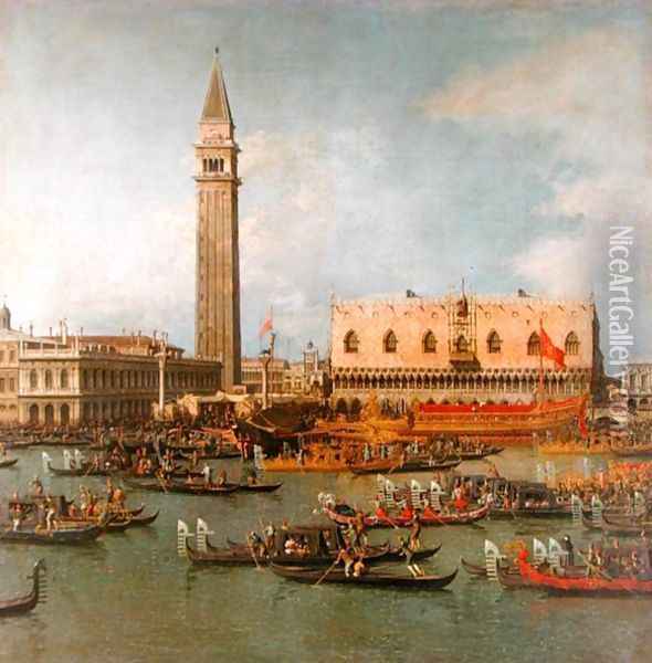 View of the Palace of St Mark, Venice, with preparations for the Doge's Wedding Oil Painting - (Giovanni Antonio Canal) Canaletto