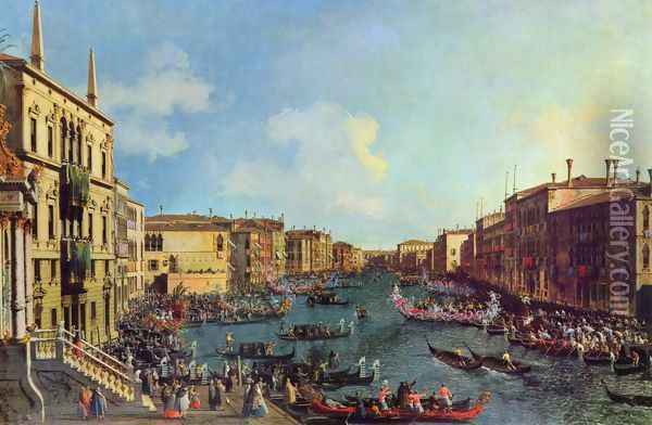 La Regata Vista da Ca'Foscari (Regatta vom Haus Foscari aus gesehen) Oil Painting - (Giovanni Antonio Canal) Canaletto