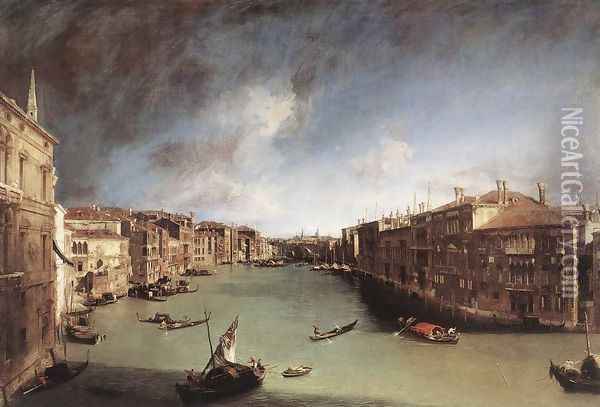 Grand Canal, Looking Northeast from Palazo Balbi toward the Rialto Bridge Oil Painting - (Giovanni Antonio Canal) Canaletto