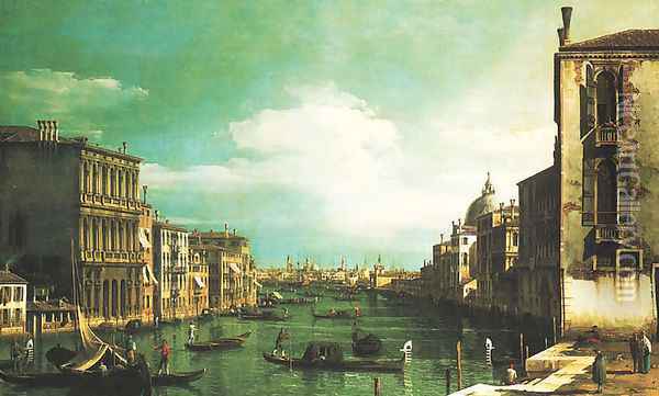 Grand Canal, Venice, Looking East from the Campo di San Vio Oil Painting - (Giovanni Antonio Canal) Canaletto