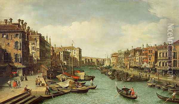 The Grand Canal near the Rialto Bridge, Venice, c.1730 (2) Oil Painting - (Giovanni Antonio Canal) Canaletto