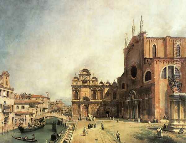 SS. Giovanni e Paulo and the Scuola de San Marco Oil Painting - (Giovanni Antonio Canal) Canaletto