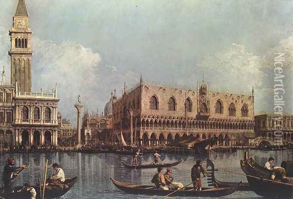 View of the Bacino di San Marco (or St Mark's Basin) Oil Painting - (Giovanni Antonio Canal) Canaletto