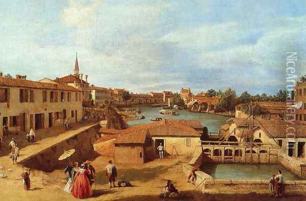 Sluice Gates at Dolo Oil Painting - (Giovanni Antonio Canal) Canaletto