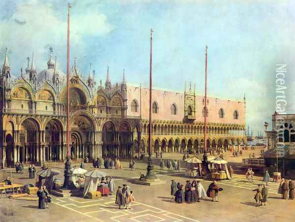 La Piazza San Marco Oil Painting - (Giovanni Antonio Canal) Canaletto