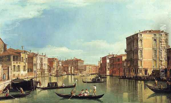 Grand Canal Between the Palazzo Bembo and the Palazzo Vendramin Oil Painting - (Giovanni Antonio Canal) Canaletto