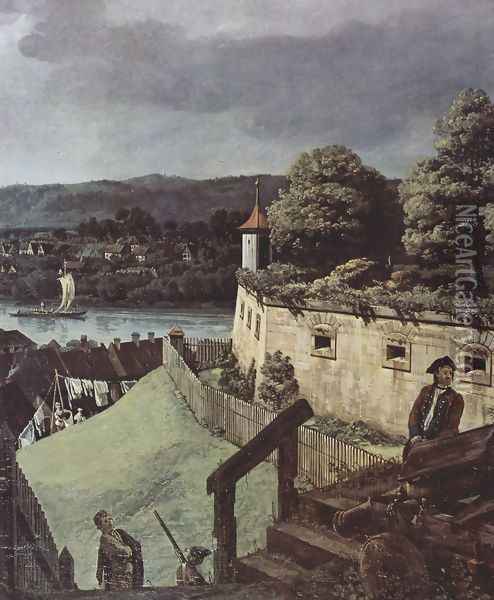View from Pirna, from the sun-stone fortress of view, detail Oil Painting - (Giovanni Antonio Canal) Canaletto