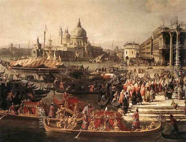 Arrival of the French Ambassador in Venice (detail) Oil Painting - (Giovanni Antonio Canal) Canaletto