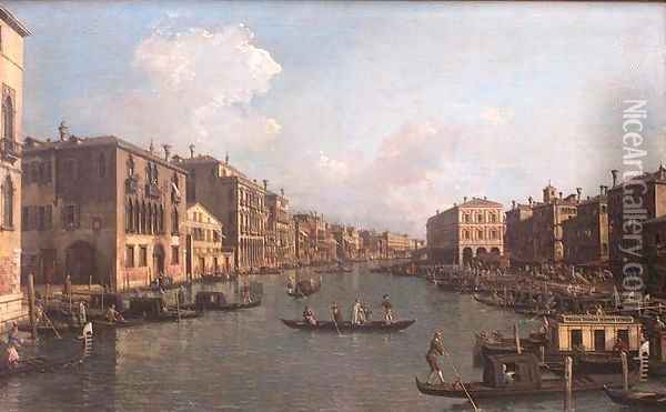 The Grand Canal Near the Rialto Bridge Oil Painting - (Giovanni Antonio Canal) Canaletto