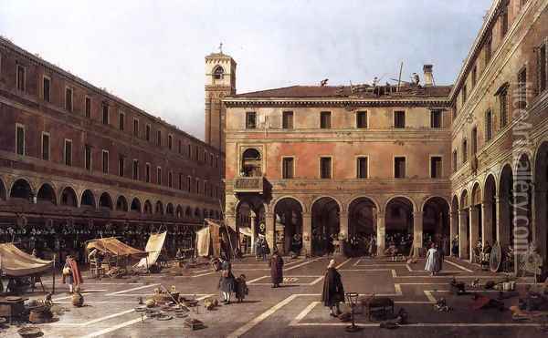 The Campo di Rialto 2 Oil Painting - (Giovanni Antonio Canal) Canaletto