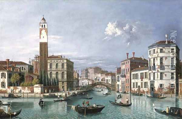 Venice The Grand Canal looking north-west towards S. Geremia and the entrance to the Cannaregio Oil Painting - (Giovanni Antonio Canal) Canaletto