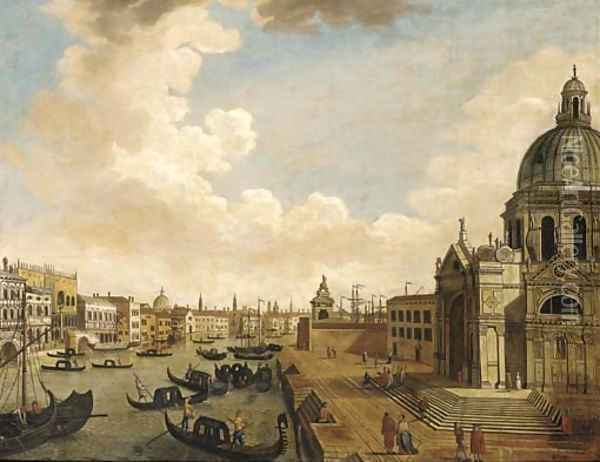 The entrance to the Grand Canal, Venice, looking East Oil Painting - (Giovanni Antonio Canal) Canaletto