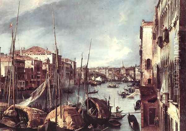 The Grand Canal with the Rialto Bridge in the Background (detail) 2 Oil Painting - (Giovanni Antonio Canal) Canaletto
