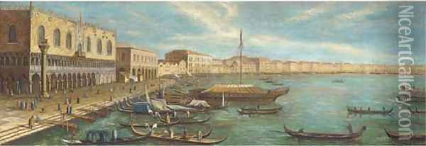Vessels in front of the Doges palace, Venice Oil Painting - (Giovanni Antonio Canal) Canaletto