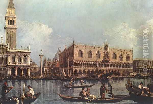 View of the Bacino di San Marco (St Mark's Basin) Oil Painting - (Giovanni Antonio Canal) Canaletto