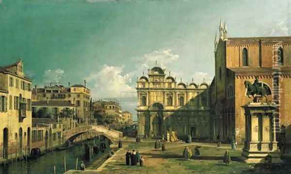 The Campo Santi Giovanni e Paolo, Venice, with the West End of the Church and the Scuola di San Marco Oil Painting - (Giovanni Antonio Canal) Canaletto