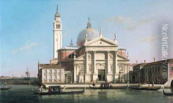 The Church of S. Giorgio Maggiore, Venice, with sandalos and gondolas 2 Oil Painting - (Giovanni Antonio Canal) Canaletto