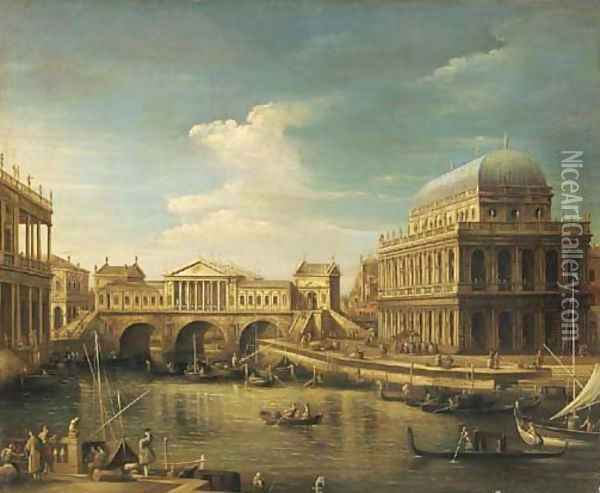 The Rialto bridge, Venice Oil Painting - (Giovanni Antonio Canal) Canaletto