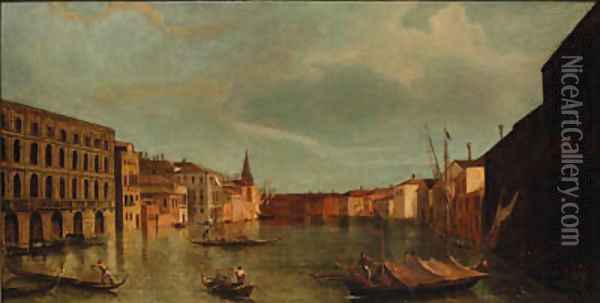 The Grand Canal, Venice, from the Ca' Foscari Oil Painting - (Giovanni Antonio Canal) Canaletto