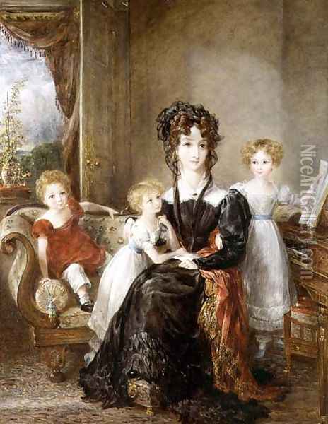 Portrait of Elizabeth Lea and her Children, c.1828 Oil Painting - John Constable