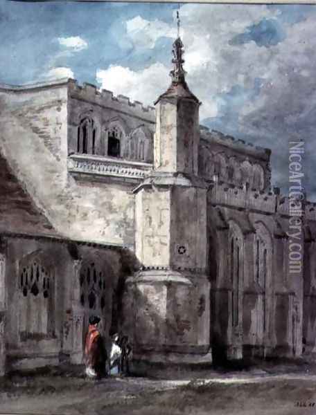 Part of the Exterior of East Bergholt Church The North Side Oil Painting - John Constable