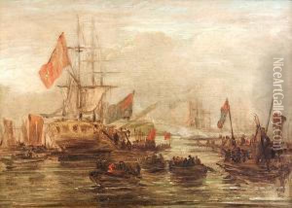 The Landing Of George Iv At Leith Oil Painting - William Collins