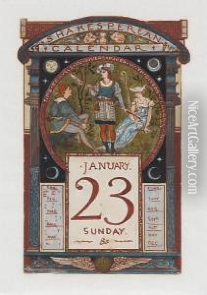 Design For A Shakespearean Calendar Oil Painting - Walter Crane