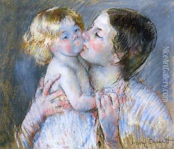 A Kiss For Baby Anne2 Oil Painting - Mary Cassatt