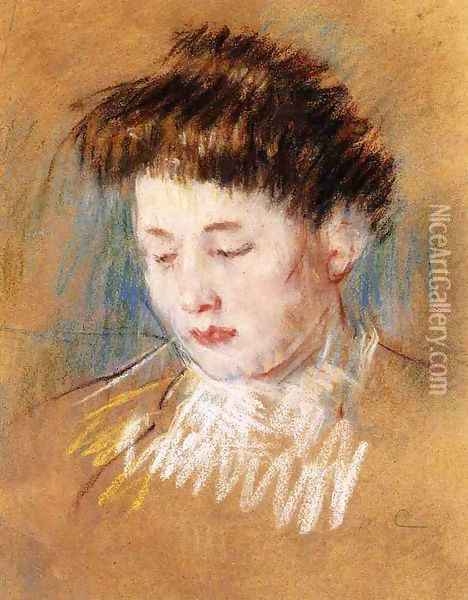 Head Of Julie Looking Down Oil Painting - Mary Cassatt
